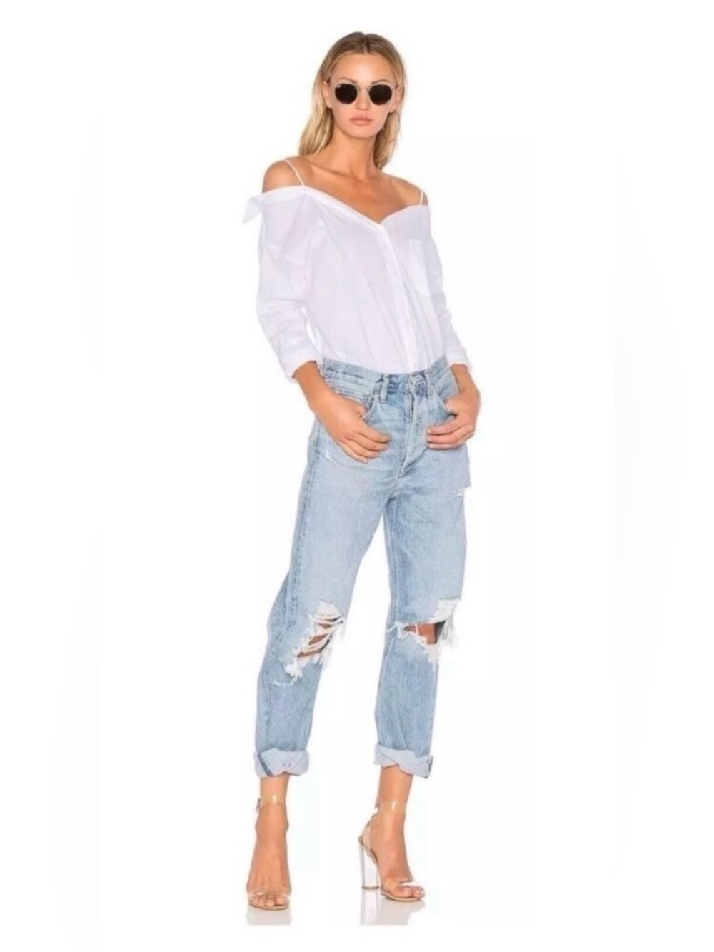 AGOLDE 90’s Jeans Women’s Size 26 Blue Denim Distressed Button